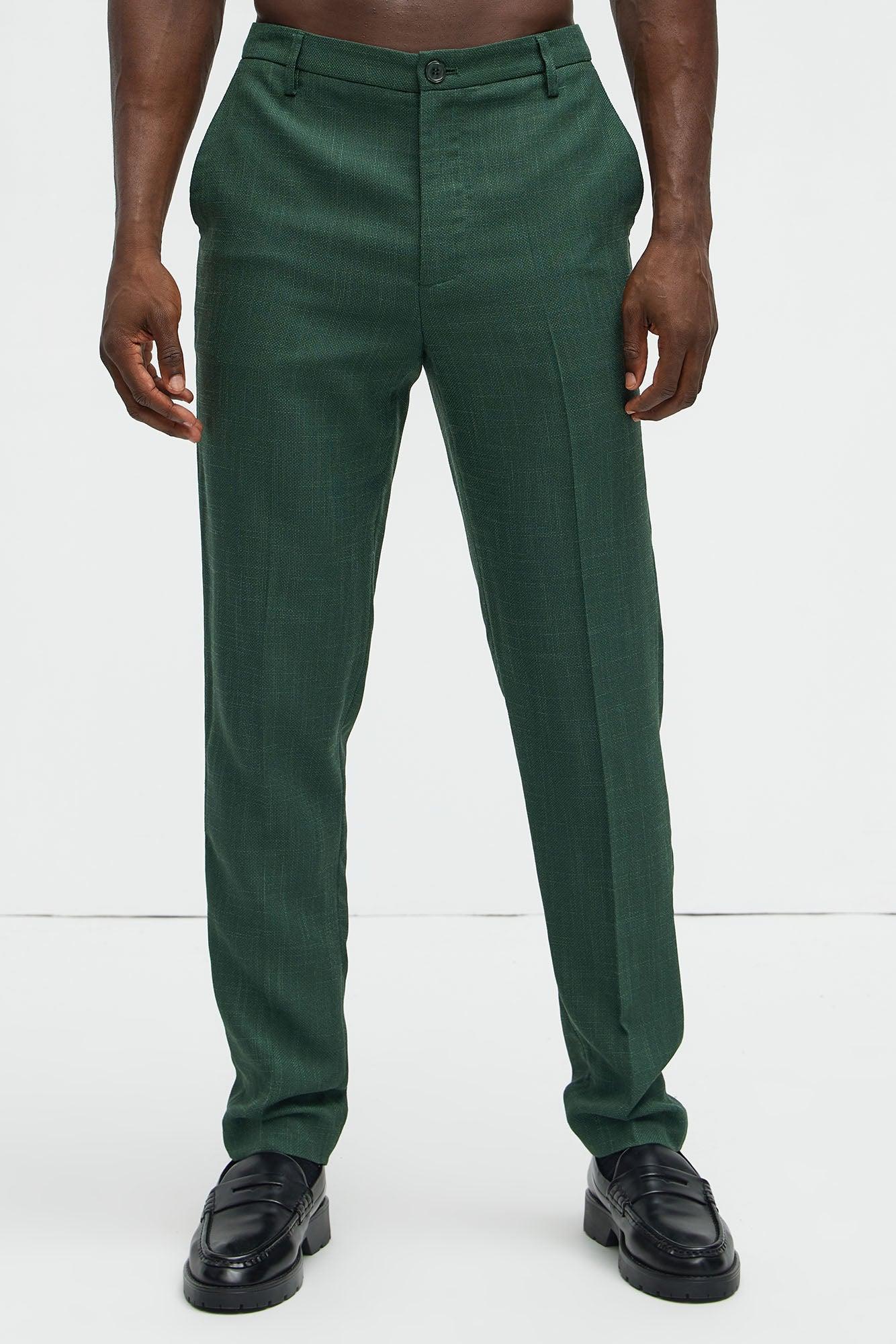 Shepton Solid Texture Slim Trousers - Green Product Image