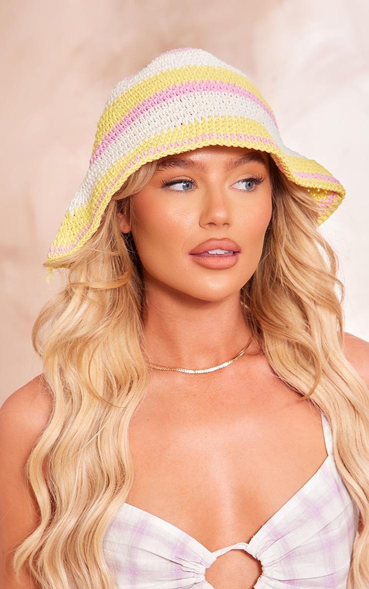 Multi Crochet Knit Bucket Hat Product Image