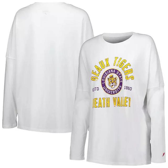 Womens League Collegiate Wear LSU Tigers Clothesline Oversized Long Sleeve T-Shirt Product Image