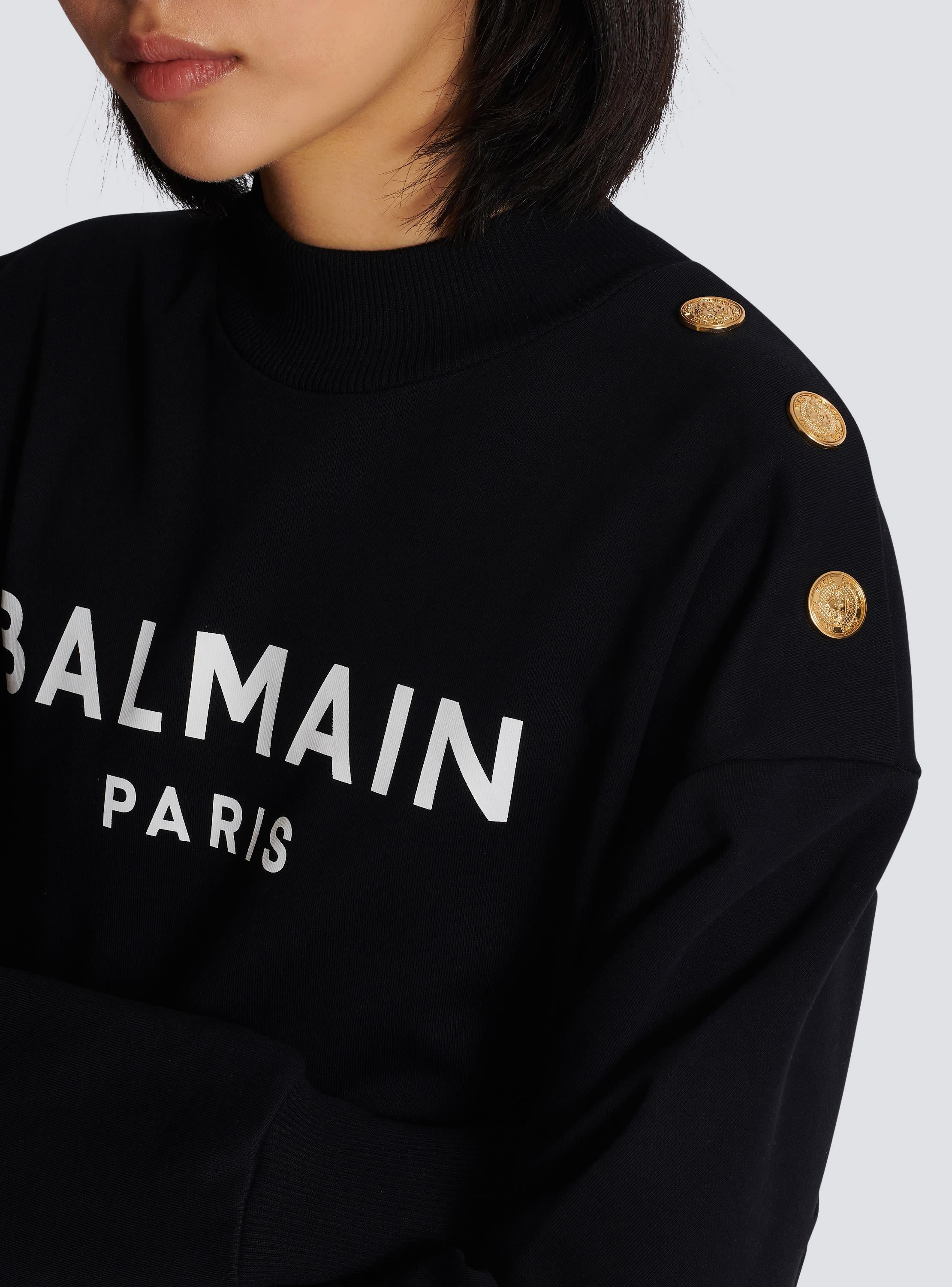 Cropped sweatshirt with Balmain Paris print Product Image