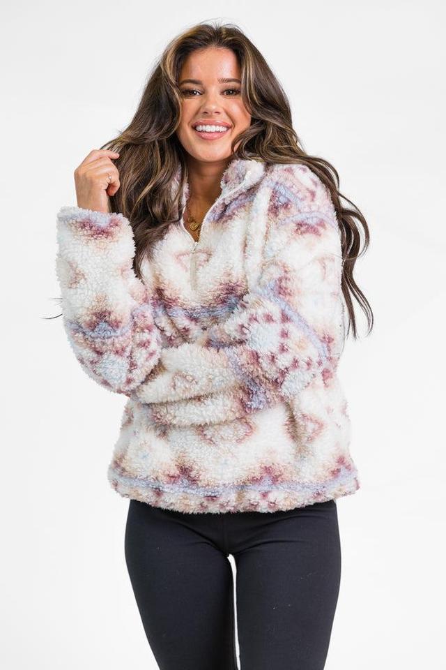 Way Out There Southwestern Print Sherpa Pullover Product Image