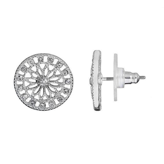 LC Lauren Conrad Round Filigree Nickel Free Button Earrings, Womens, Silver Product Image