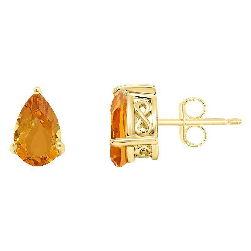 Alyson Layne 14k Gold Pear Cut Citrine Stud Earrings, Womens Product Image