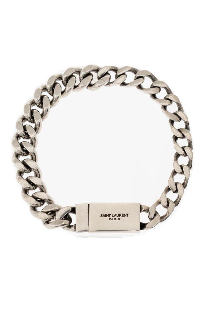 Logo Engraved Chained Bracelet In Silver Product Image