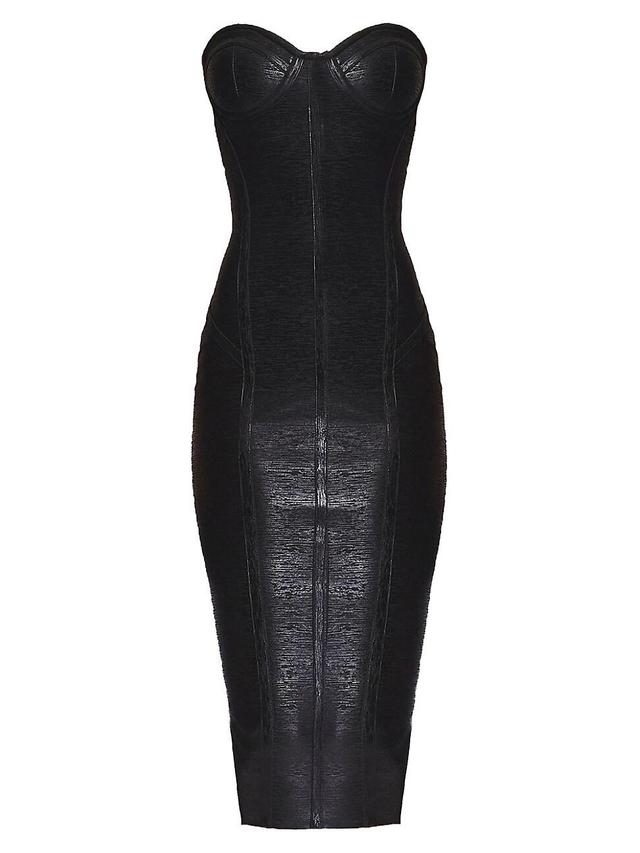 Charlize Strapless Coated Knit Bodycon Midi Dress Product Image