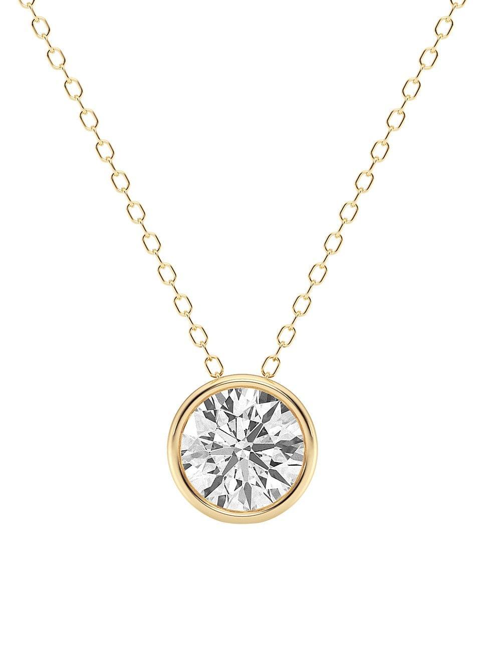 Womens 14K Yellow Gold & 1.5 TCW Round Lab-Grown Diamond Pendant Necklace Product Image