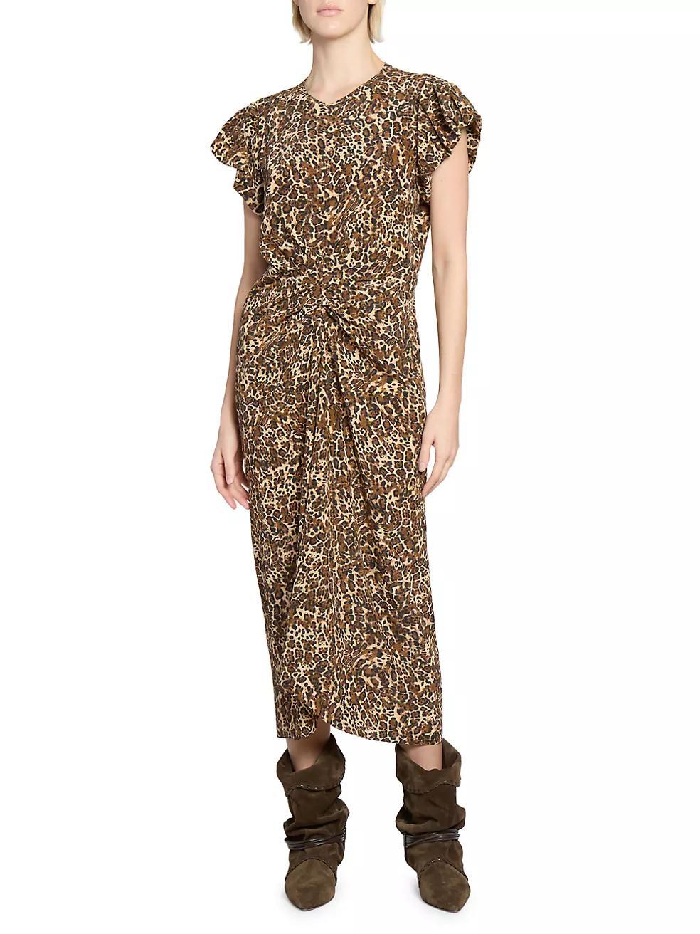 Terena Leopard Silk-Blend Midi-Dress Product Image