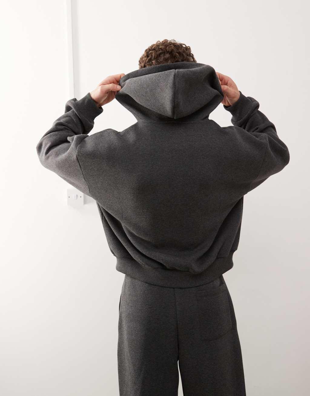 Reclaimed Vintage heavyweight boxy hoodie in charcoal - part of a set Product Image