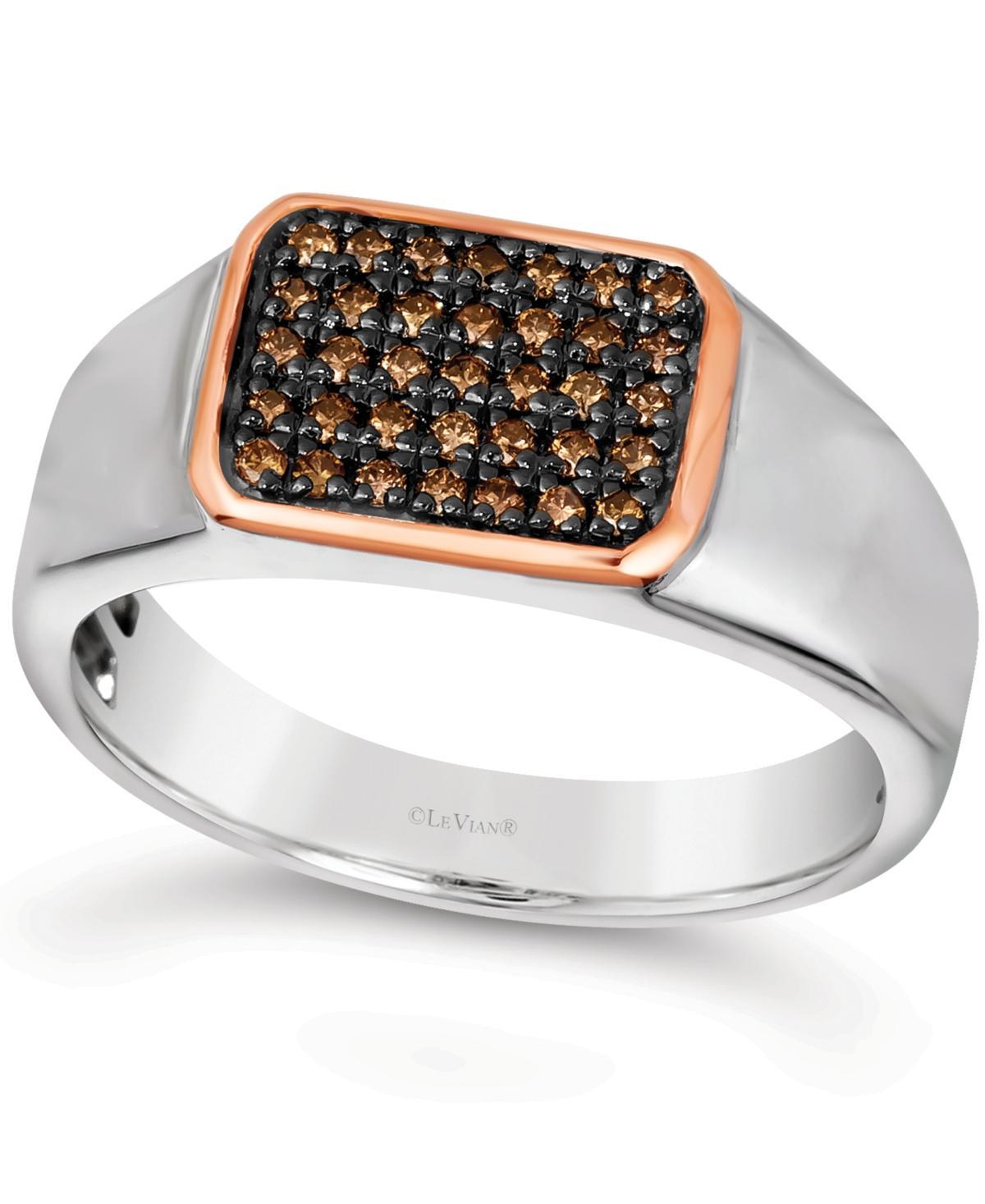 Le Vian Mens Diamond Ring (1/3 ct. t.w.) in Sterling Silver & 14k Rose Gold Product Image