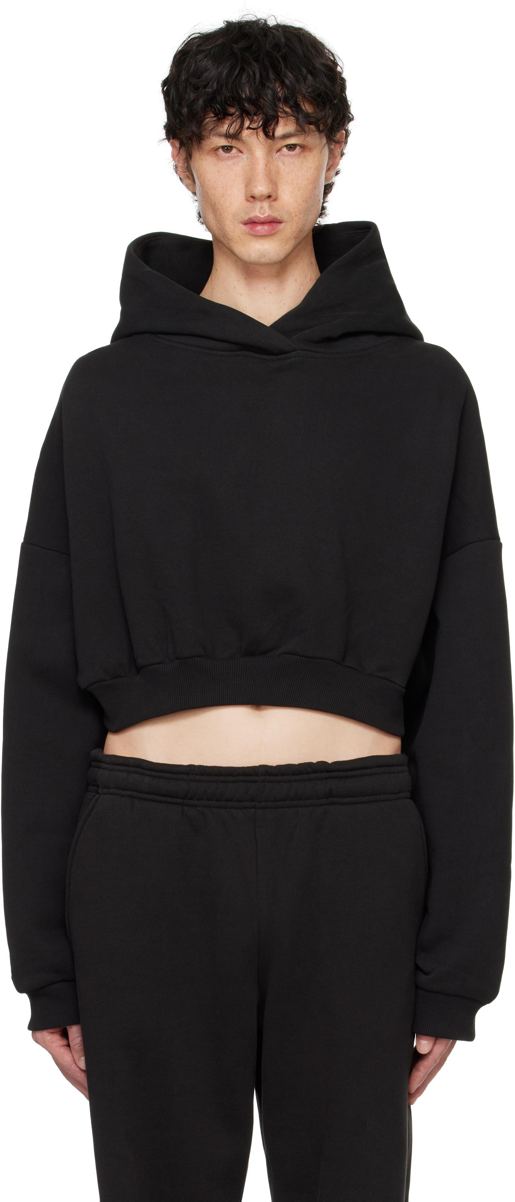 Black Cropped Heavy Hoodie Product Image