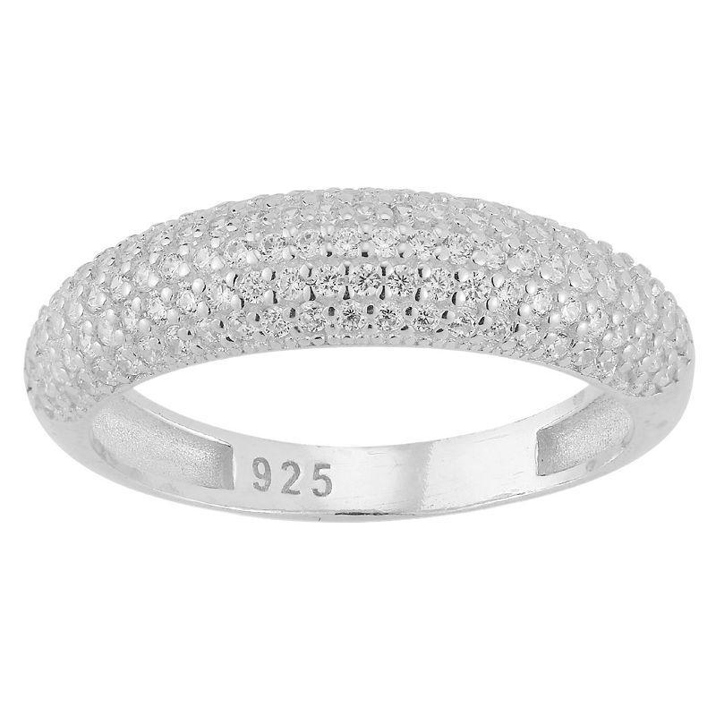 Sunkissed Sterling Cubic Zirconia Pave Dome Ring, Womens Silver Tone Product Image