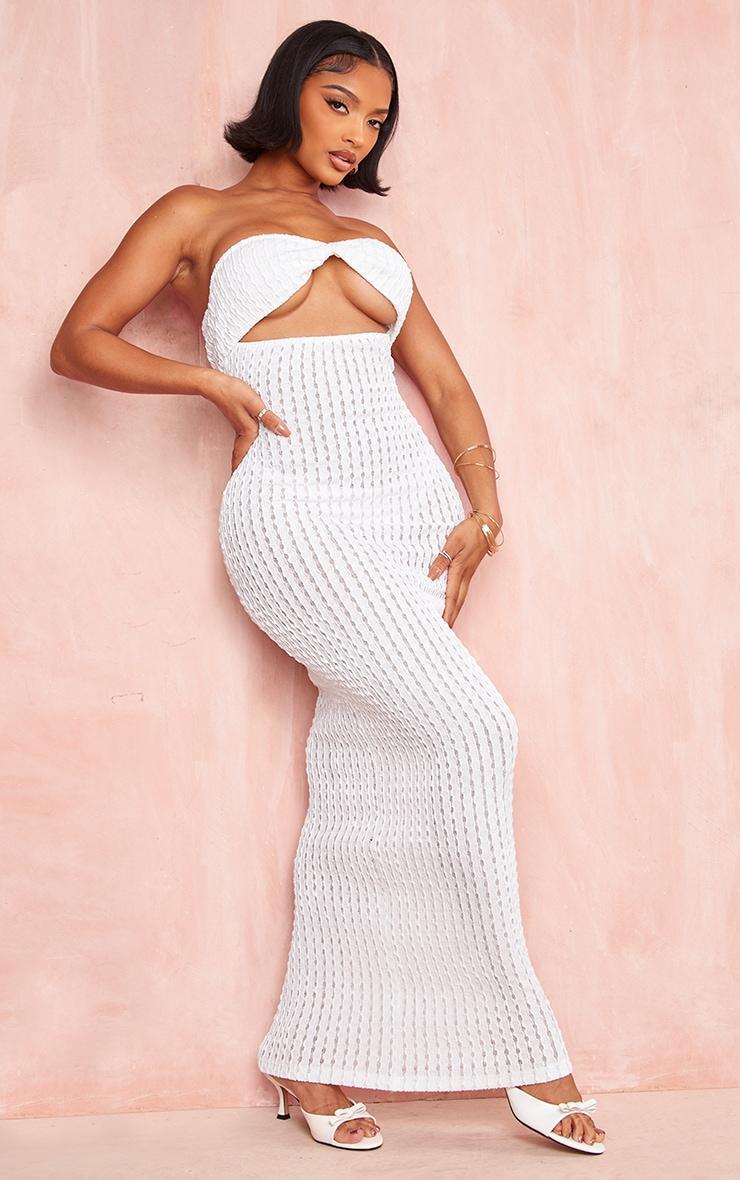 Shape White Textured Sheer Twist Bandeau Maxi Dress product image