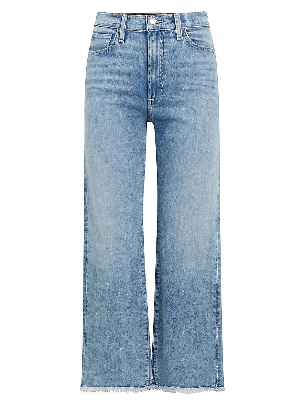 Womens Blake Frayed High-Rise Stretch Wide-Leg Jeans Product Image