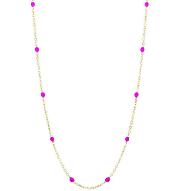 LUMINOR GOLD 14k Gold Pink Enamel Bead Chain Necklace, Womens Yellow Product Image