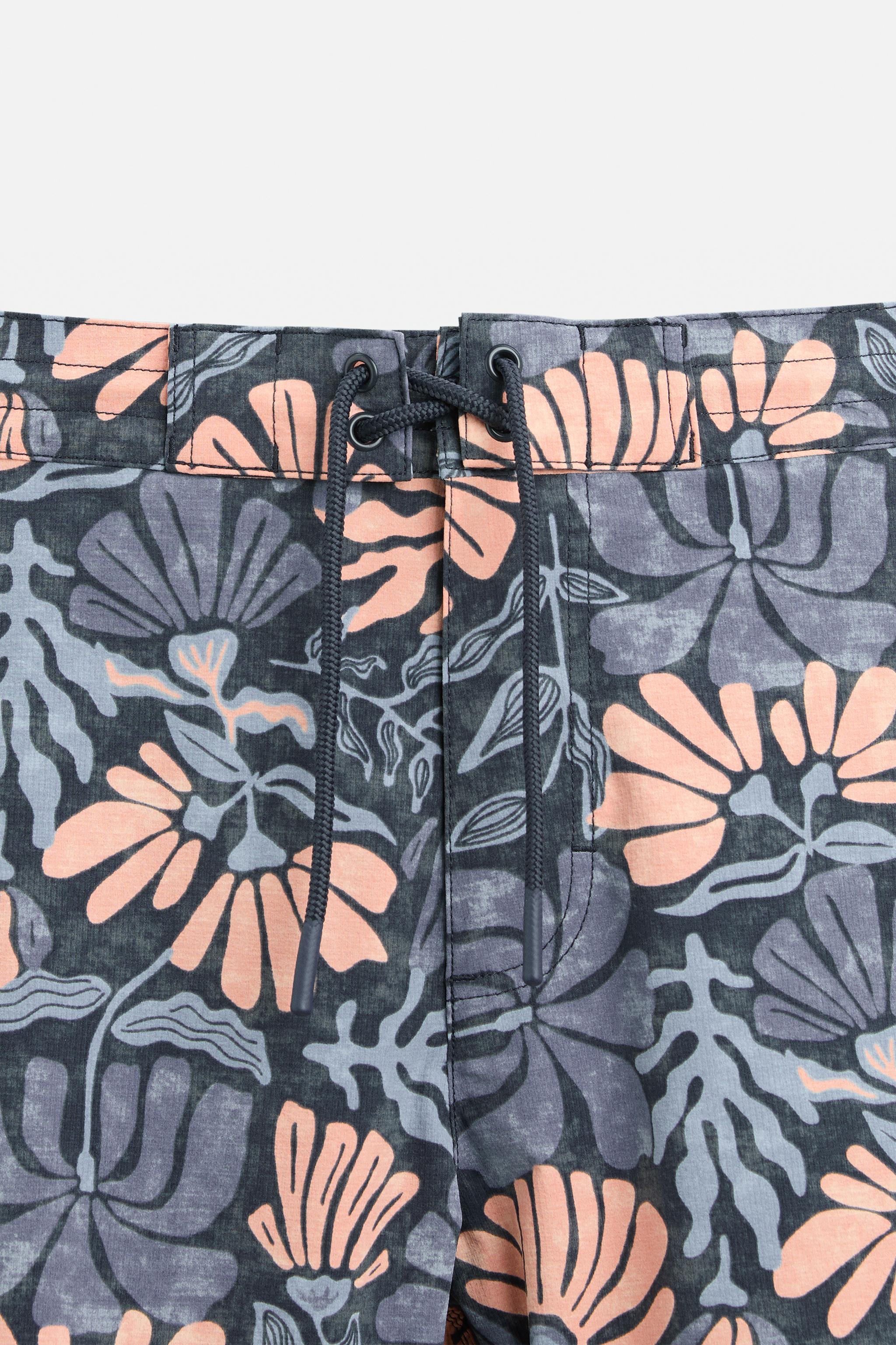 LONG ABSTRACT PRINTED SWIMMING TRUNKS Product Image