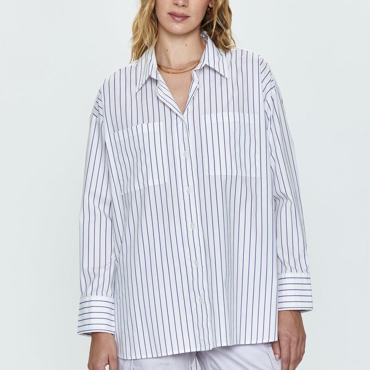 Rena Button Down Shirt- Violetta Stripe Product Image