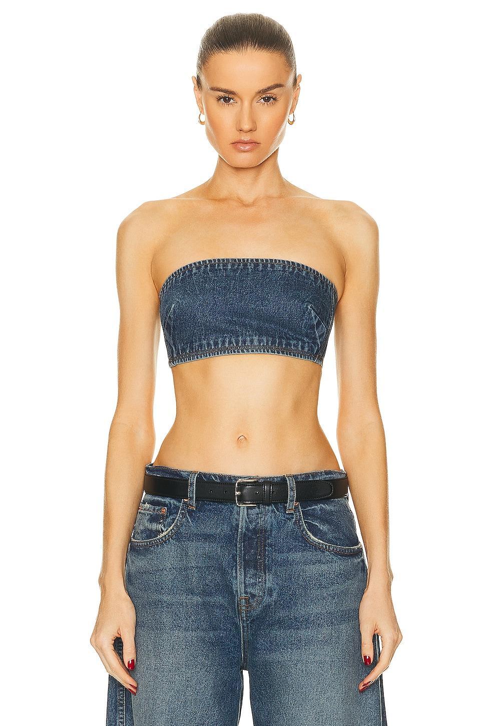 GRLFRND Lilah Denim Tube Top in Blue Product Image