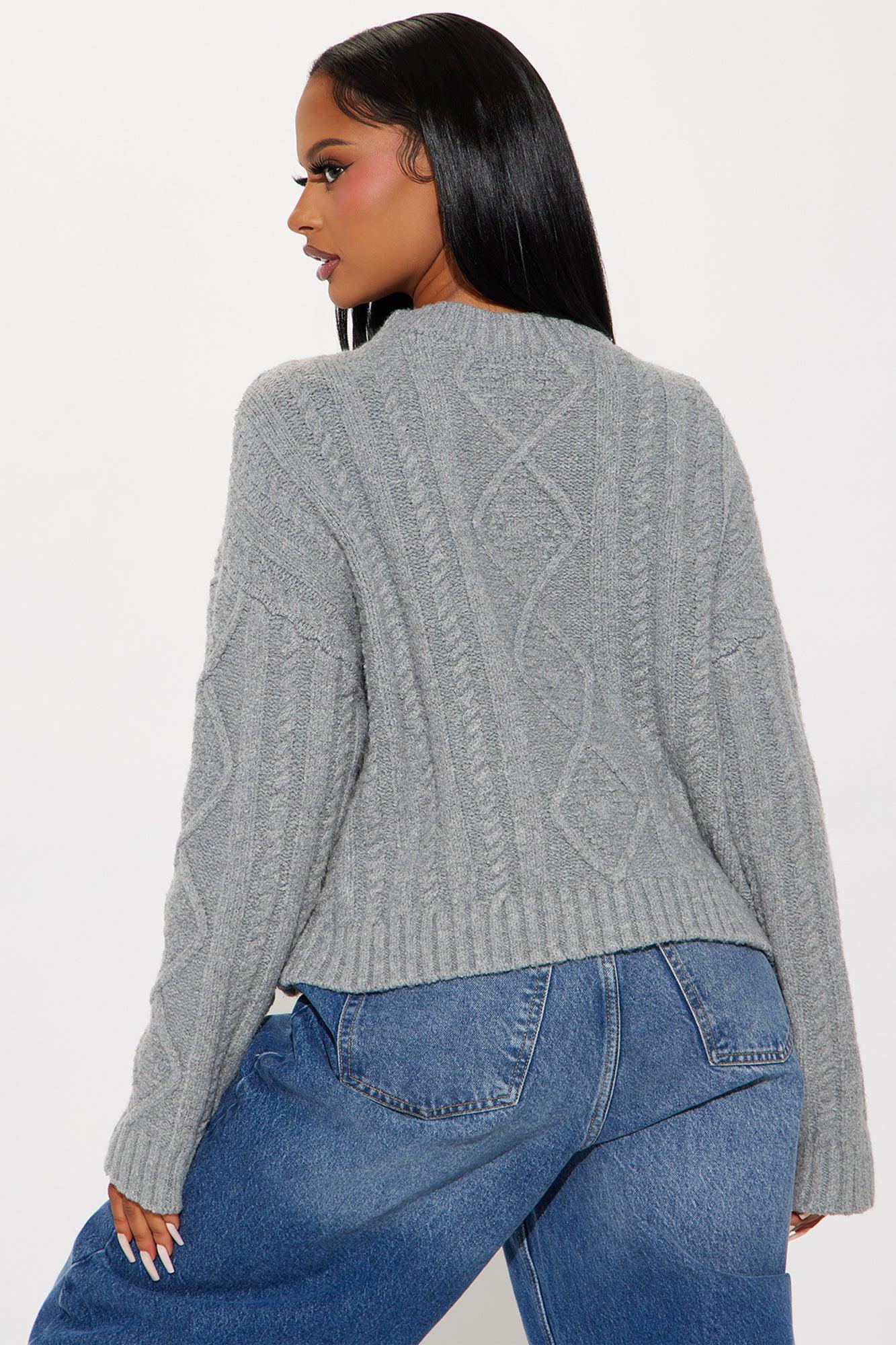 Winter Nights Cable Knit Sweater - Grey Product Image