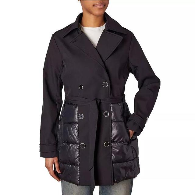 Womens Nicole Miller Soft Shell Lower Body Puffer Trench Coat Product Image