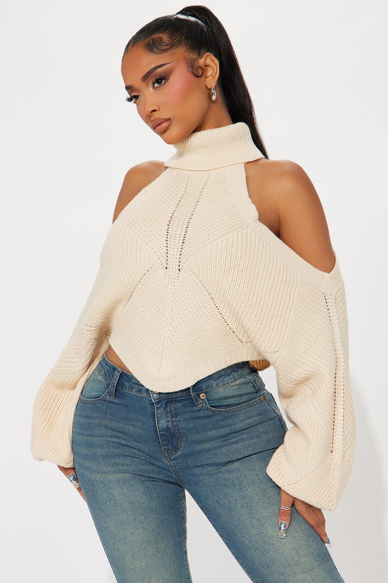 Karasi Cold Shoulder Sweater - Oatmeal Product Image