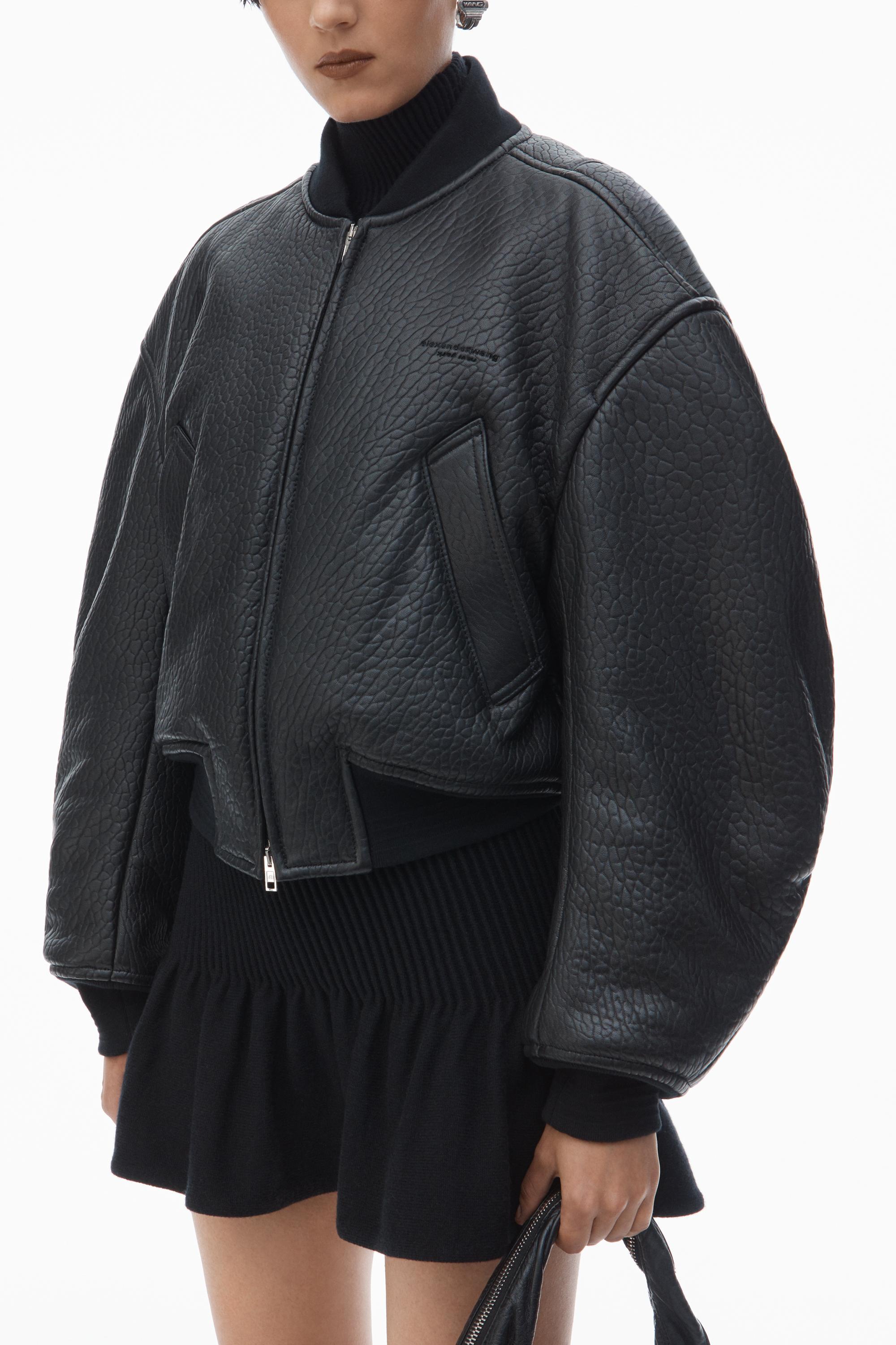 Cropped Bomber Jacket In Primal Lambskin Leather Product Image