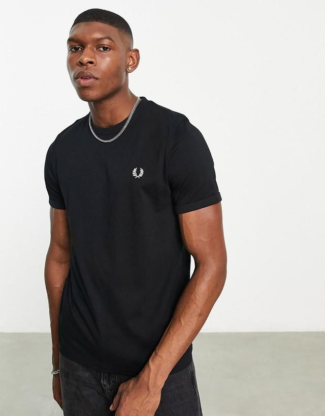 Fred Perry Ringer T-Shirt (Black) Men's T Shirt Product Image