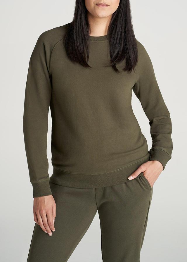 Wearever French Terry Women's Tall Crewneck Sweatshirt in Fern Green Female Product Image