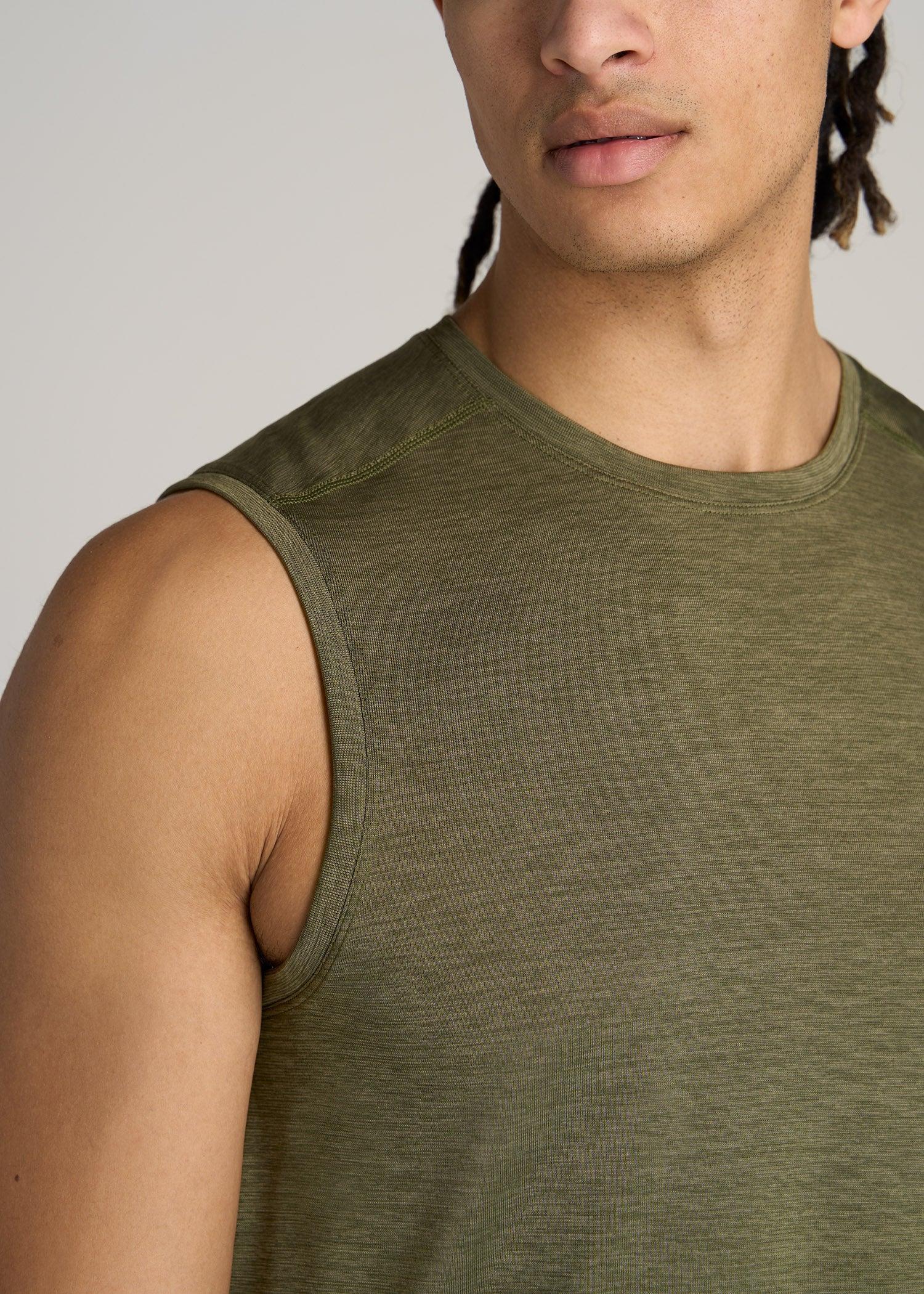 A.T. Performance MODERN-FIT Jersey Tank For Tall Men in Olive Mix Male Product Image