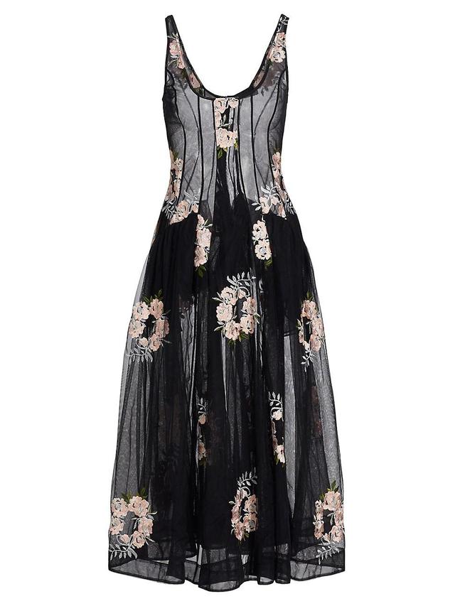 Womens Floral Tulle Midi-Dress Product Image