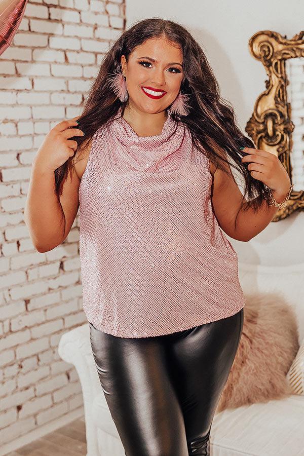 Beyond Romance Sequin Top In Pink Curves Product Image