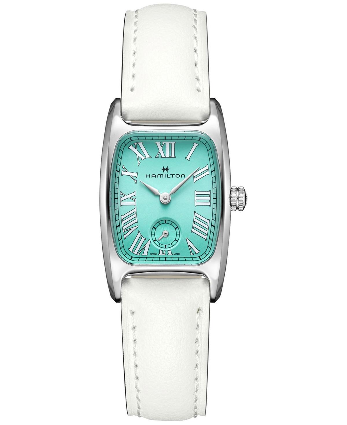 Hamilton Womens Swiss American Classic Small Second White Leather Strap Watch 24x27mm Product Image