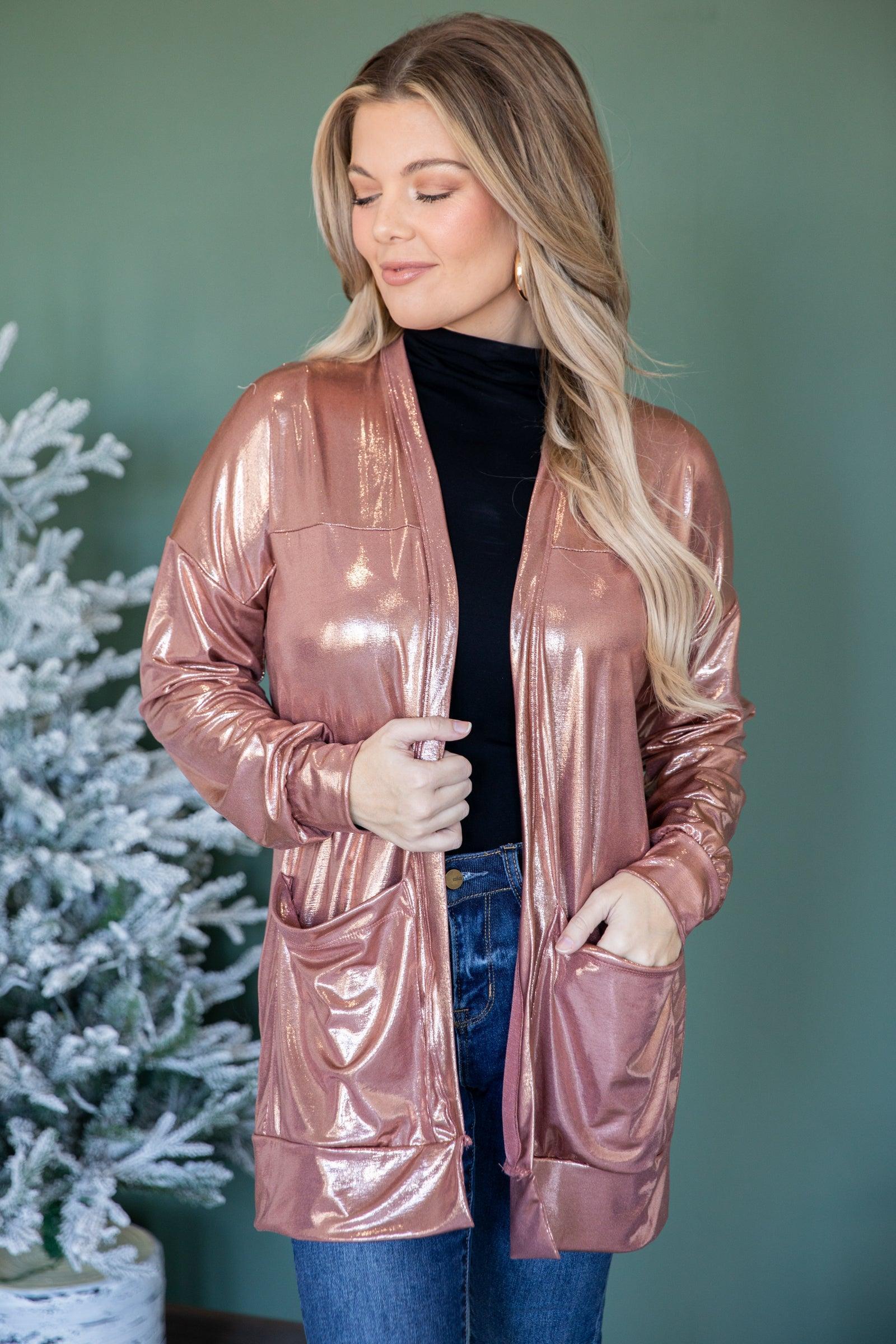 Rose Gold Metallic Cardigan Product Image