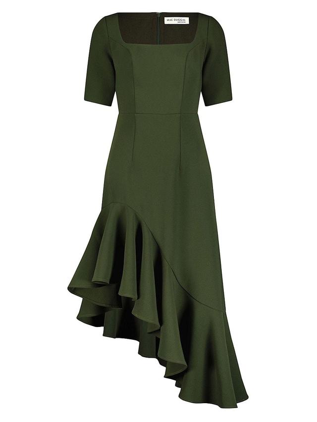 Womens Crepe Asymmetric Midi-Dress Product Image