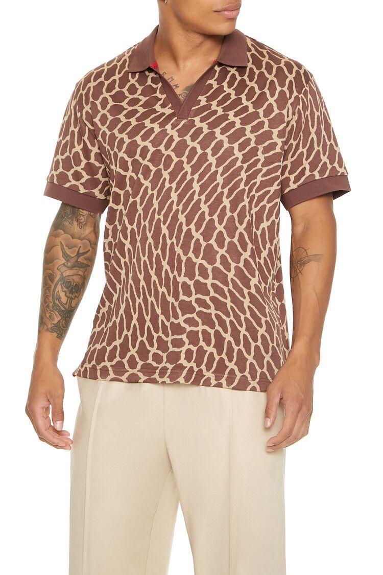 Giraffe Print Split-Neck Shirt | Forever 21 Product Image