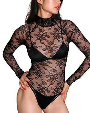 Womens Lace Sheer Bodysuit Product Image