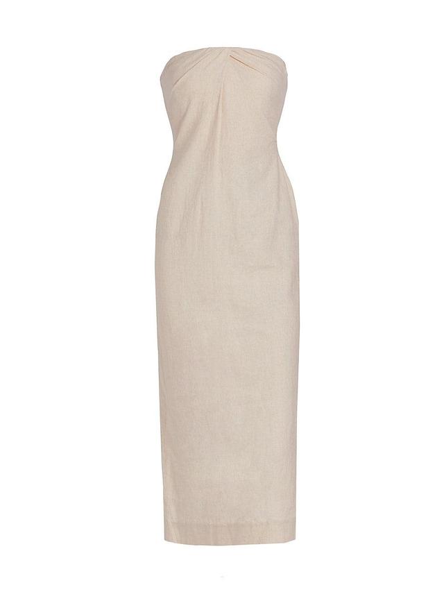 Womens Evora Linen-Blend Strapless Midi-Dress Product Image