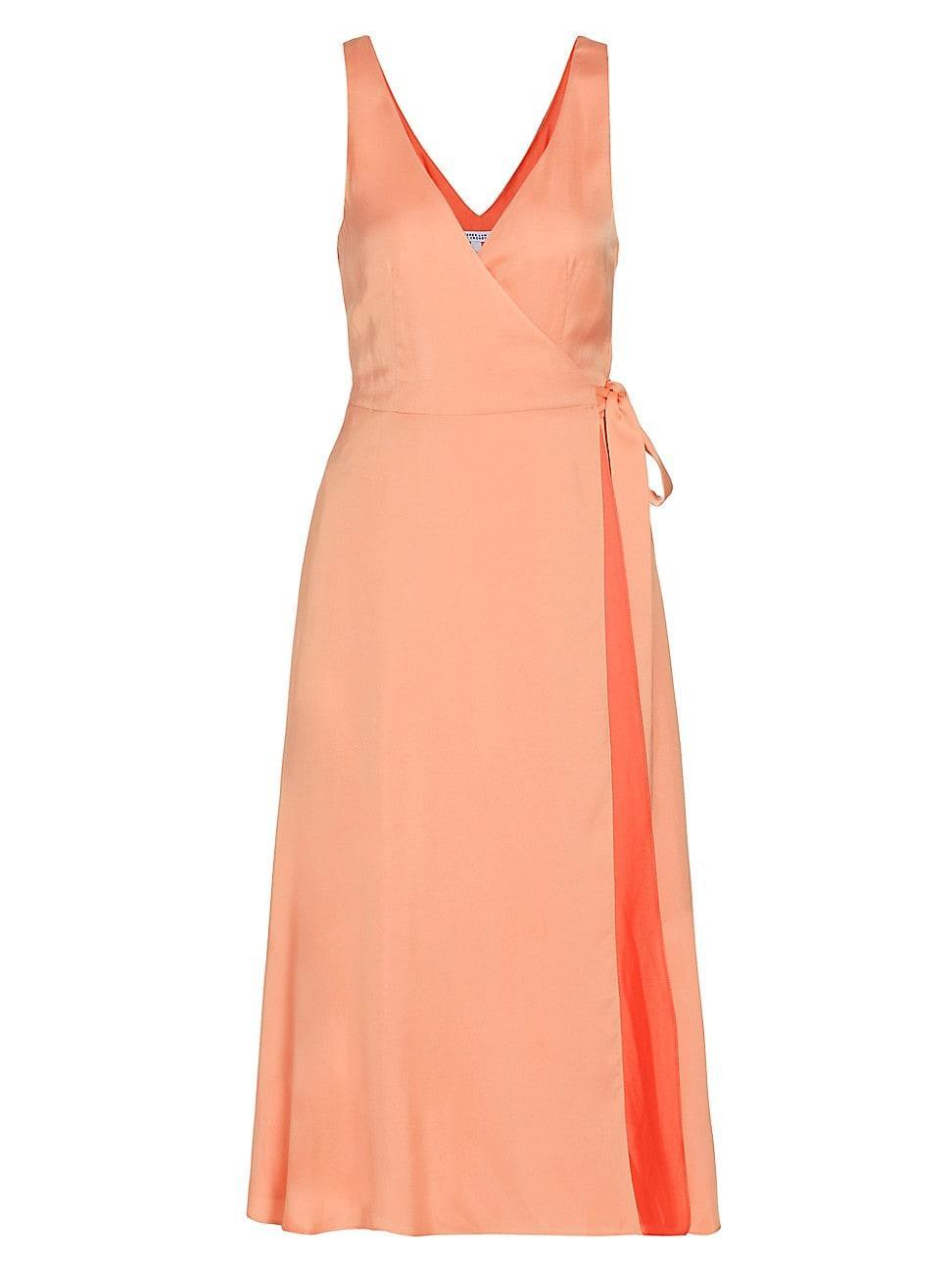 Womens Kathleen Satin Sleeveless Wrap Midi-Dress Product Image