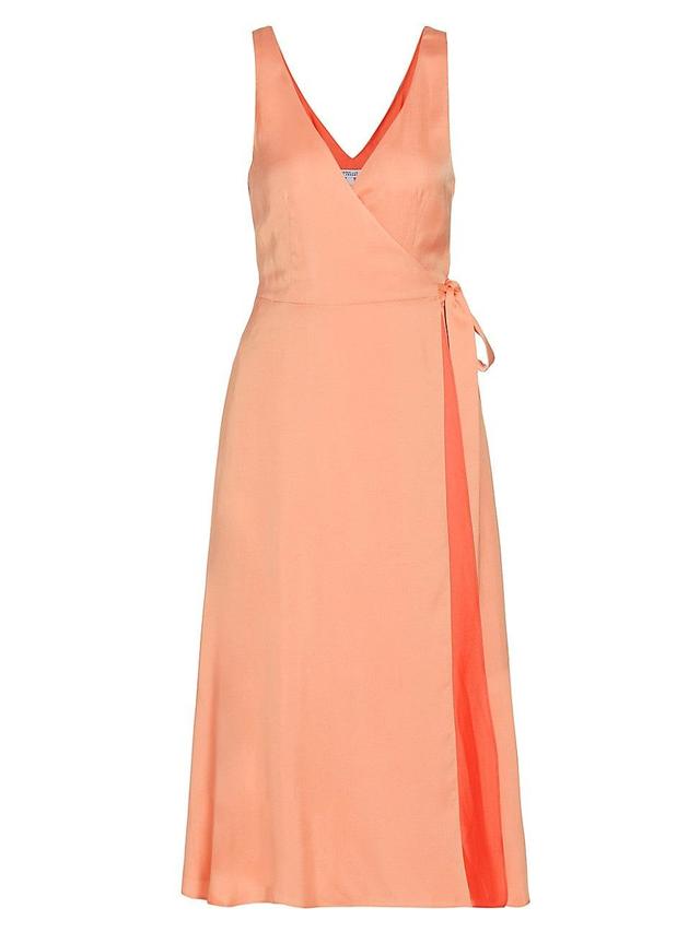 Womens Kathleen Satin Sleeveless Wrap Midi-Dress Product Image