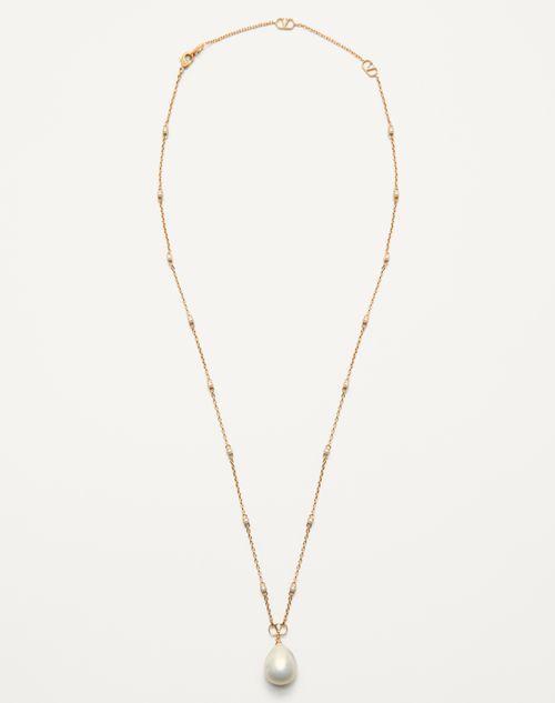 VLOGO SIGNATURE METAL, PEARL AND SWAROVSKI® CRYSTAL NECKLACE Product Image