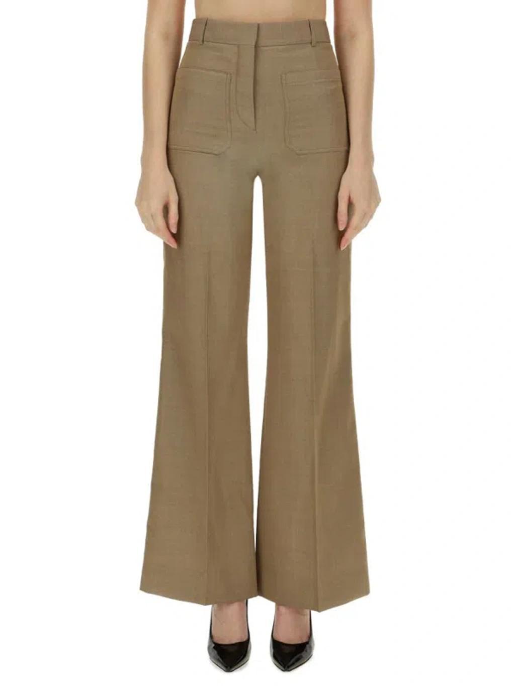 Alina Wool Wide-leg Pants In Beige Product Image