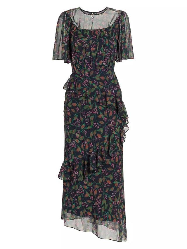 Vida Ruffled Silk Georgette Midi-Dress Product Image