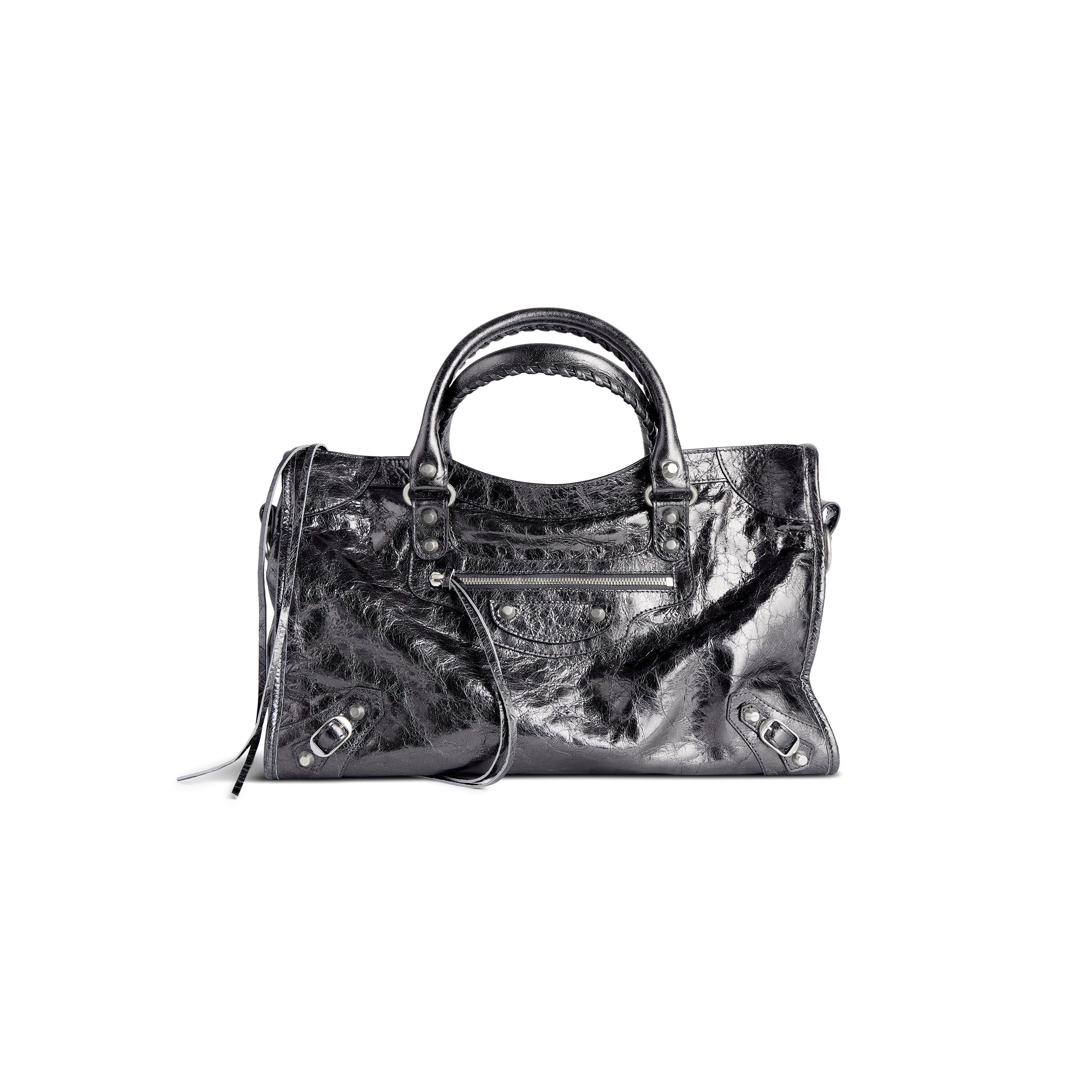 Women's Le City Medium Bag Metallized in Steel Grey Product Image