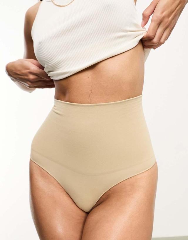 Vero Moda seamless high waisted thong in brown Product Image