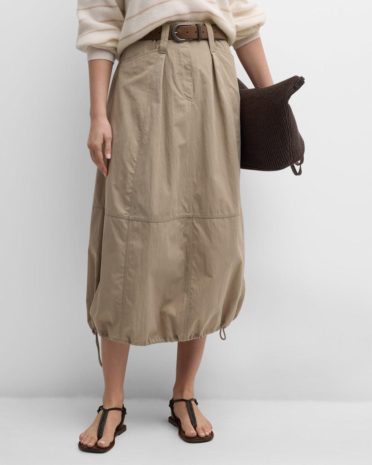 Cargo Cotton Midi Skirt with Drawstring Hem product image