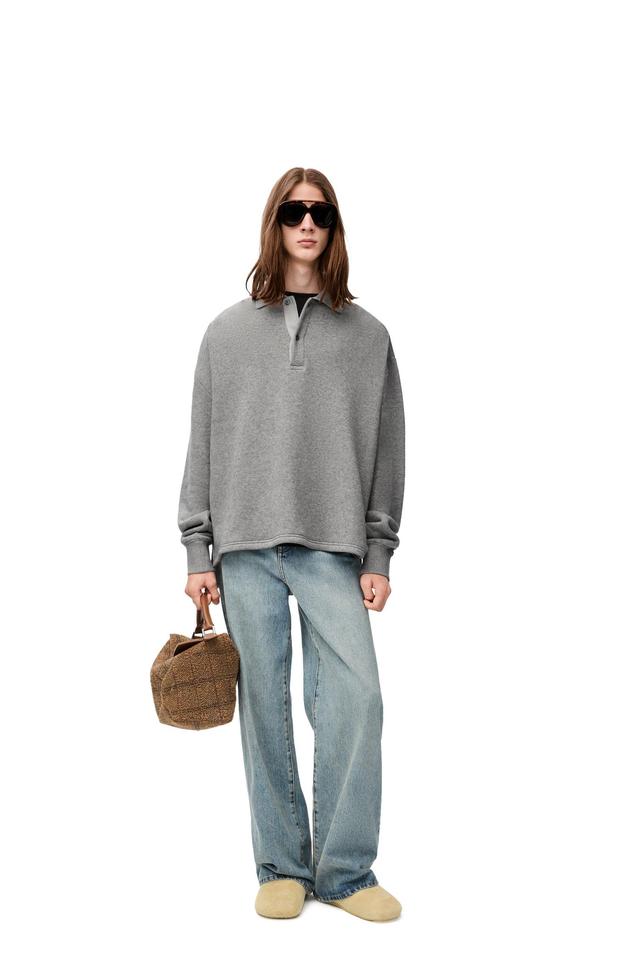 Polo sweatshirt in cotton and cashmere Product Image