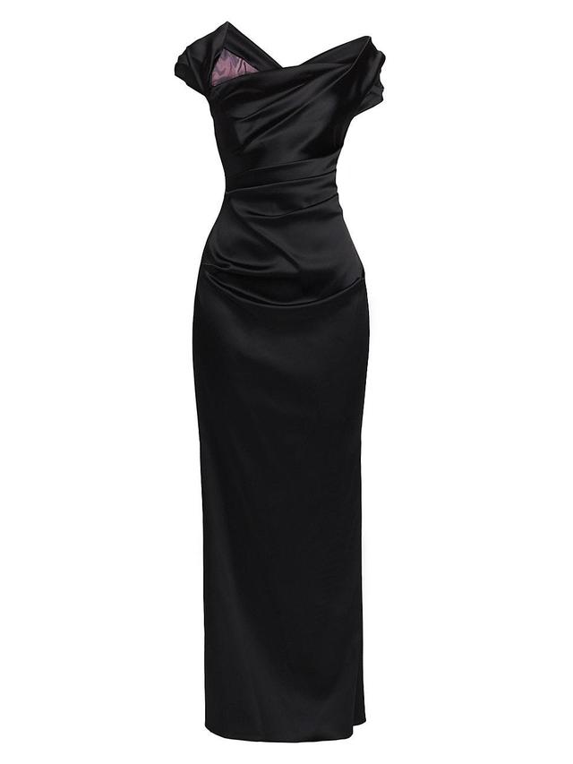 Womens Stretch Satin Duchesse Off-The-Shoulder Gown Product Image