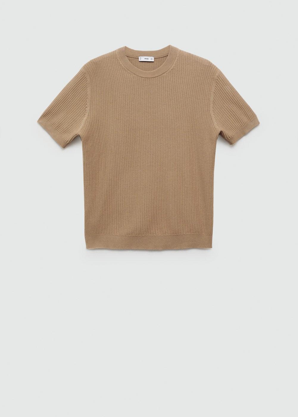 MANGO MAN - Ribbed knit t-shirt beigeMen Product Image