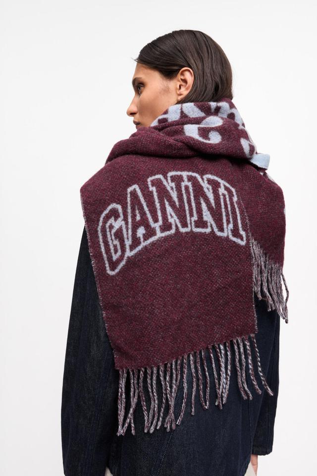 Burgundy Fringed Wool Scarf Product Image