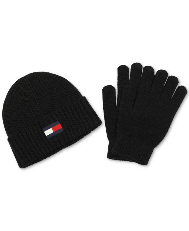 Tommy Hilfiger Mens Embroidered Logo Beanie & Gloves Set Product Image