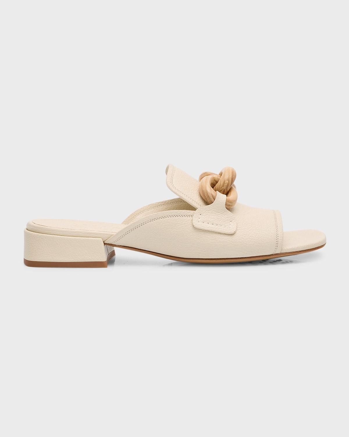 Enna Leather Wooden-Link Mule Sandals Product Image